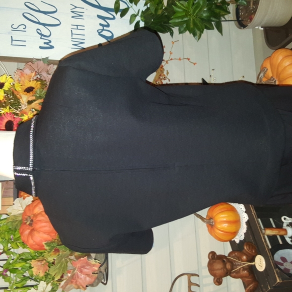 RARE Vintage Professionally Tailored Elegant Rhinestone Neckline Black Tie Top S - Picture 4 of 16